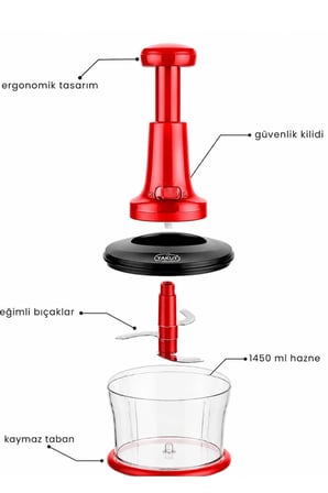 Üstten Basmalı Manuel Doğrayıcı Rondo Sebze Meyve Soğan Sarımsak Pratik Mutfak Doğrayıcı