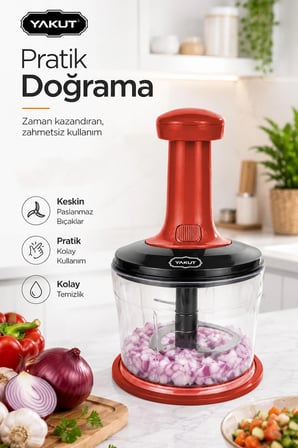 Üstten Basmalı Manuel Doğrayıcı Rondo Sebze Meyve Soğan Sarımsak Pratik Mutfak Doğrayıcı