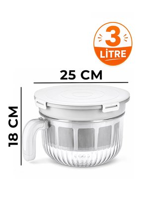 Rüya Chef 3 Litre Yoğurt Süzme Kabı Süzme Yoğurt, Peynir ve Labne Yapma Kabı Kapaklı VP-147