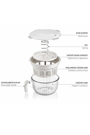 Rüya Chef 3 Litre Yoğurt Süzme Kabı Süzme Yoğurt, Peynir ve Labne Yapma Kabı Kapaklı VP-147