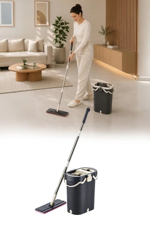 VIPSET Pro Tablet Mop Temizlik Seti %100 Temiz Su Antrasit – Temiz & Kirli Su Ayrımlı VP-601