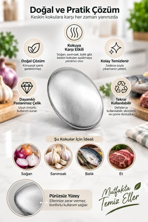 Gümüş Paslanmaz Çelik Sabun Metal Koku Giderici El Sarımsak Soğan Balık Kokusu Giderme Aparatı