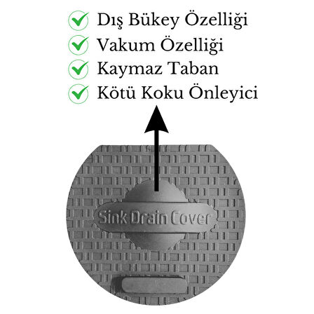Lavabo Kötü Koku Giderici Önleyici Silikon Mat Sızdırmaz Lavabo Tıkacı Lavabo Tıpası Evye Kapağı SİYAH
