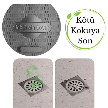 Lavabo Kötü Koku Giderici Önleyici Silikon Mat Sızdırmaz Lavabo Tıkacı Lavabo Tıpası Evye Kapağı GRİ