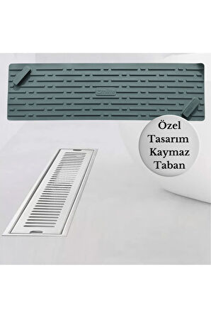 Gri Renk Uzun Model Kötü Koku Önleyici Silikon Mat Banyo Mutfak Lavabo Balkon Gider Tıpası Kapağı