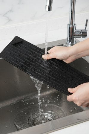 Siyah Uzun ve Siyah Kare Silikon Gider Kapağı 2'li Set  Koku Önleyici Banyo Mutfak Gider Tıkacı