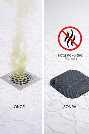 Siyah Kare ve Siyah Evye  Silikon Gider Kapağı 2'li Set  Koku Önleyici Banyo Mutfak Gider Tıkacı