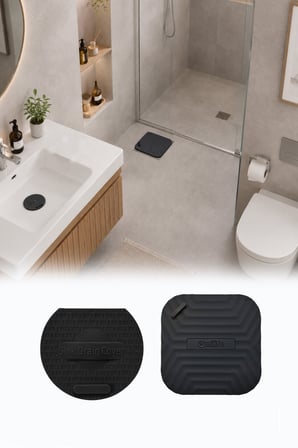 Siyah Kare ve Siyah Evye  Silikon Gider Kapağı 2'li Set  Koku Önleyici Banyo Mutfak Gider Tıkacı