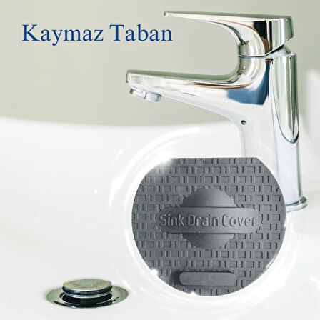 Gri Kare Koku Önleyici Gider Kapağı ve Gri Silikon Lavabo Gider Koruyucu Hijyenik Şık ve Pratik 2li Lavabo Gider Seti
