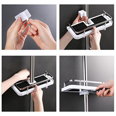 Banyo Rafı Tek Katlı Yapışkanlı Pratik Kurulumsuz Duvar Tipi Şampuan Sabun Organizeri