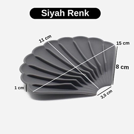 Siyah Renk Kaymaz İstiridye Şekilli Silikon Sabunluk Sabun Depolama Tutucu ve Taşınabilir Sabunluk Plakası