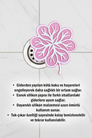 Yaprak Model Gider Koku Önleyici Silikon Mat – Banyo Mutfak Balkon Lavabo Gider Kapağı 16x16cm
