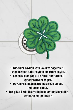 Yaprak Model Gider Koku Önleyici Silikon Mat – Banyo Mutfak Balkon Lavabo Gider Kapağı 16x16cm