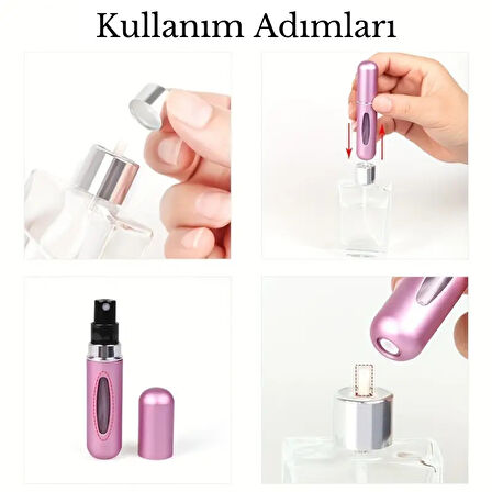 Parfüm Şişesi Çanta Içi Mini Doldurulabilir Seyahat Cep Yedek Parfüm Şişesi 5 ml