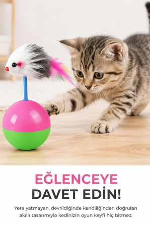 Hacıyatmaz Fare Oyuncak Denge Topu Hareketli Eğlenceli Dayanıklı Kedi Oyuncağı