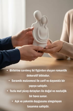 Sevgili Aşıklar Sarılmış Biblo Seramik Tozlu Dekoratif Figür Romantik Hediyelik Ev Süs Eşyası
