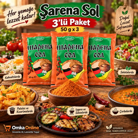 Şarena Sol Baharatı 50 G x 3 Adet – Bulgaristan Usulü Geleneksel Baharat Karışımı, Yemek ve Salatalar Için