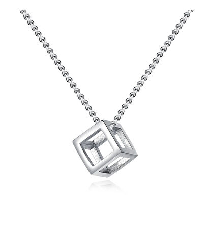 Omark Cotton Silver Cube Kolye