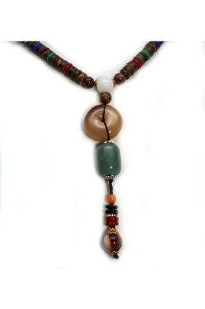 Doğal Taş Ahşap Kolye