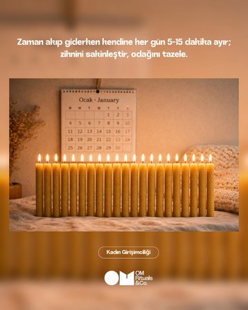 21 Gün Meditasyon Seti –  Doğal Bal Mumu Mum (21 Adet) | Ritüel & Niyet Mumları