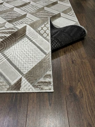 Krem Bej Modern Yıkanabilir Kabartmalı Kaymaz Taban Kesme Halı Yolluk