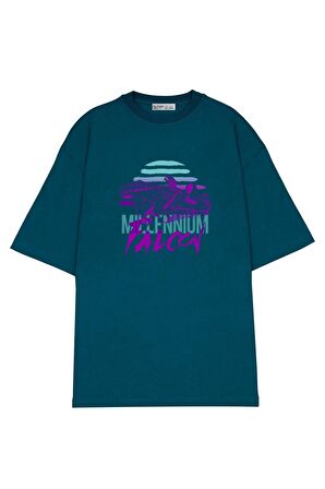 Unisex Oversize T-shirt Neon Millennium Falcon