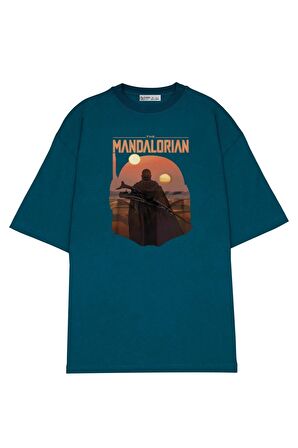 Unisex Oversize T-shirt Star Wars Mandalorian Boba Fett Sunset Helmet