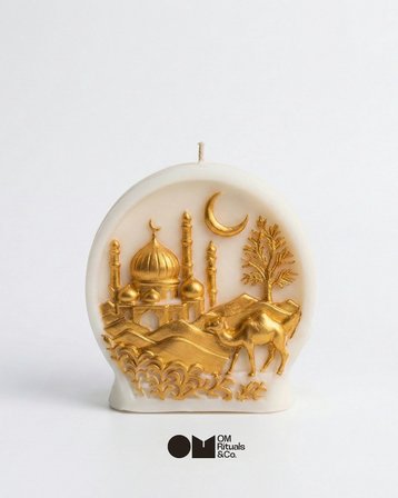 Ramazan Temalı Dekoratif Mum Seti | Ay Yıldız Cami Figürlü | El Yapımı Soya Wax Mum