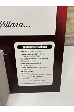 Takvim Atatürk Görselli 2026 Kartonlu Yapraklı Duvar Takvimi