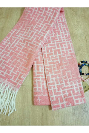 Omuz Şalı - Atkı Yumuşak, Pofidik Beyaz Pembe  Kışlık , Sıcak  45 X 185