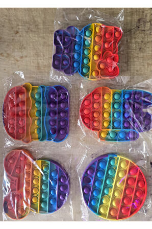 Eğitici Oyuncaklar Popit Gökkuşağı Renkli Duyusal Stres Oyuncağı Daire Kız Erkek Çocuk Oyuncak