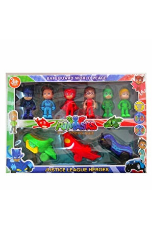 Eğitici Oyuncaklar Pjmaskeliler 6 Figür 3 Arabalı Set , Pjmask , Pjmask Arabalı , 5 Figürlü Pjmask ,