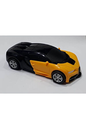 Eğitici Oyuncaklar Robota Dönüşen Araba Bugatti Sarı Kız Erkek Çocuk Oyuncak