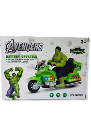 Eğitici Oyuncaklar Pilli Sesli Işıklı Yeşil Dev Hulk Motor Kız Erkek Çocuk Oyuncak