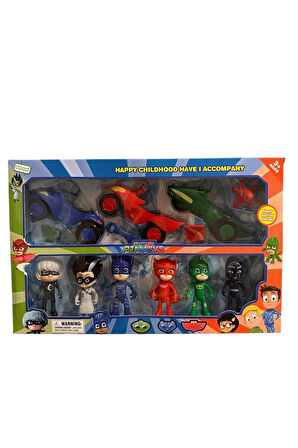 Eğitici Oyuncaklar Büyük Set Pijamaskeliler Figür Seti 6 Kalekter 3 Araba Lı 9 Lu Set Kız Erkek Çocu