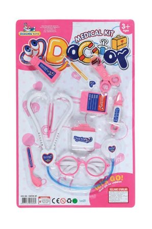 Eğitici Oyuncaklar Oyuncak Doktor Seti (Pembe) 10 Parça Kız Erkek Çocuk Oyuncak