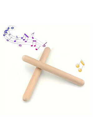 Eğitici Oyuncaklar 1 Çift Ahşap Ritim Çubuğu Anaokulu Çocuk Etkinlik Perküsyon Müzik Aleti Eğitimi S