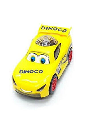 Eğitici Oyuncaklar Şimşek Mcqueen Sarı Renk Dil Çıkaran 3d Işıklı Pilli Oyuncak Araba 17cmx8cm Mcsar