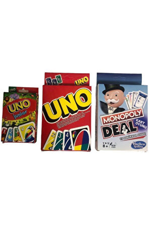 Eğitici Oyuncaklar Uno-monopoly-junior Uno 3 Lü Oyun Kartı Seti Birada Kız Erkek Çocuk Oyuncak