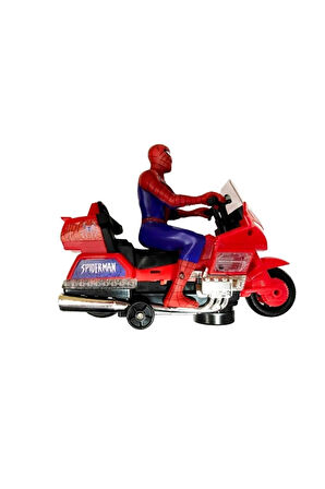 Eğitici Oyuncaklar Pilli Sesli Işıklı Hareket Edebilen Örümcek Adam Karakterli Motosiklet Kız Erkek
