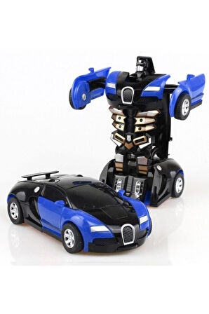 Eğitici Oyuncaklar Transformers Robot Çek Bırak Araba - Kendinden Robota Dönüşebilen Araba Bugatti -