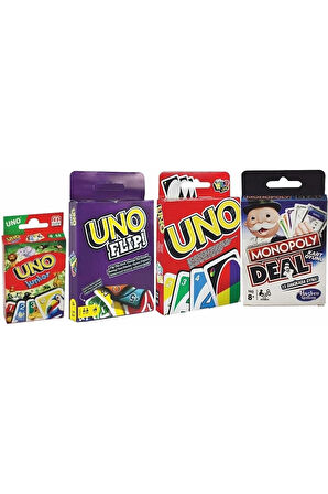 Eğitici Oyuncaklar Uno, Monopoly, Uno Flip Ve Uno League Of Legends Oyun Kartları 4'lü Ekonomik Set