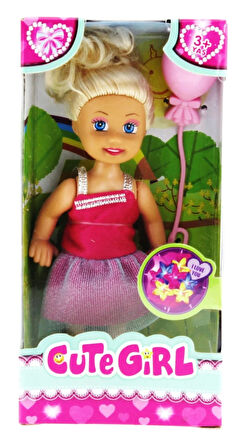 Kız Erkek Çocuk Oyuncak Cute Girl Pembe Balonlu Sarışın Mini Bebek Kız Erkek Çocuk Oyuncak Eğitici E