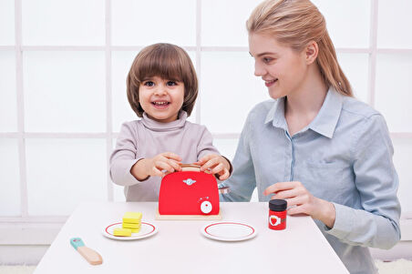 Kız Erkek Çocuk Oyuncak Ahşap Nostaljik Ekmek Kızartma Makinası ve Aksesuarları Kız Erkek Çocuk Oyun