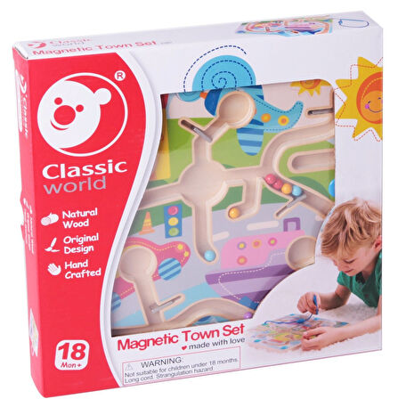 Kız Erkek Çocuk Oyuncak Ahşap Mıknatıslı ve Boncuklu Labirent Bulmaca Kız Erkek Çocuk Oyuncak Eğitic