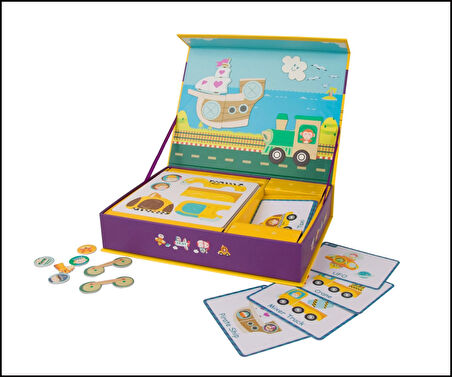 Kız Erkek Çocuk Oyuncak Ahşap Mıknatıslı Oyun Seti Taşıtlar Kız Erkek Çocuk Oyuncak Eğitici Eğlencel