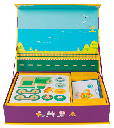 Kız Erkek Çocuk Oyuncak Ahşap Mıknatıslı Oyun Seti Taşıtlar Kız Erkek Çocuk Oyuncak Eğitici Eğlencel