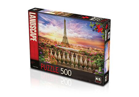 Kız Erkek Çocuk Oyuncak KS Puzzle 500 Parça Sunset İn Eiffel Eyfel'de Günbatımı Kız Erkek Çocuk Oyun
