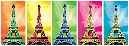 Kız Erkek Çocuk Oyuncak KS Puzzle 1000 Parça Panoramik Pop Art Eyfel Kulesi Kız Erkek Çocuk Oyuncak