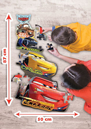 Kız Erkek Çocuk Oyuncak KS Puzzle 52 Parça Cars XL Çerçevesiz Kız Erkek Çocuk Oyuncak Eğitici Eğlenc